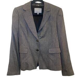 Classiques Entier Black/White Wool Blended Padded Collared Office Blazer Women 8